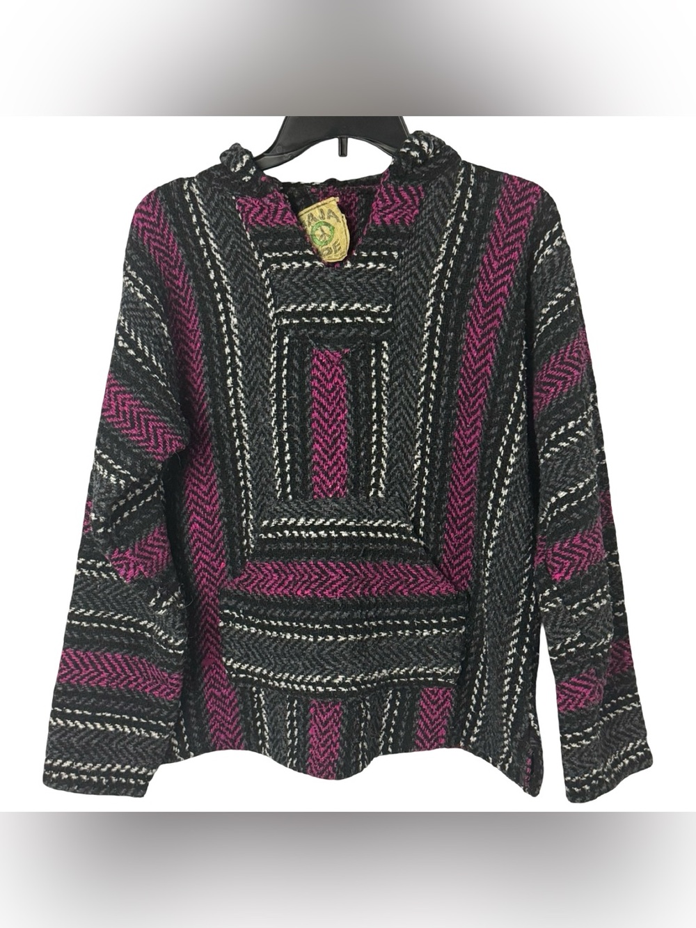 Baja Joe Earth Ragz Pink Black Striped Baja Hoodie
Drug Rug Pullover Size M